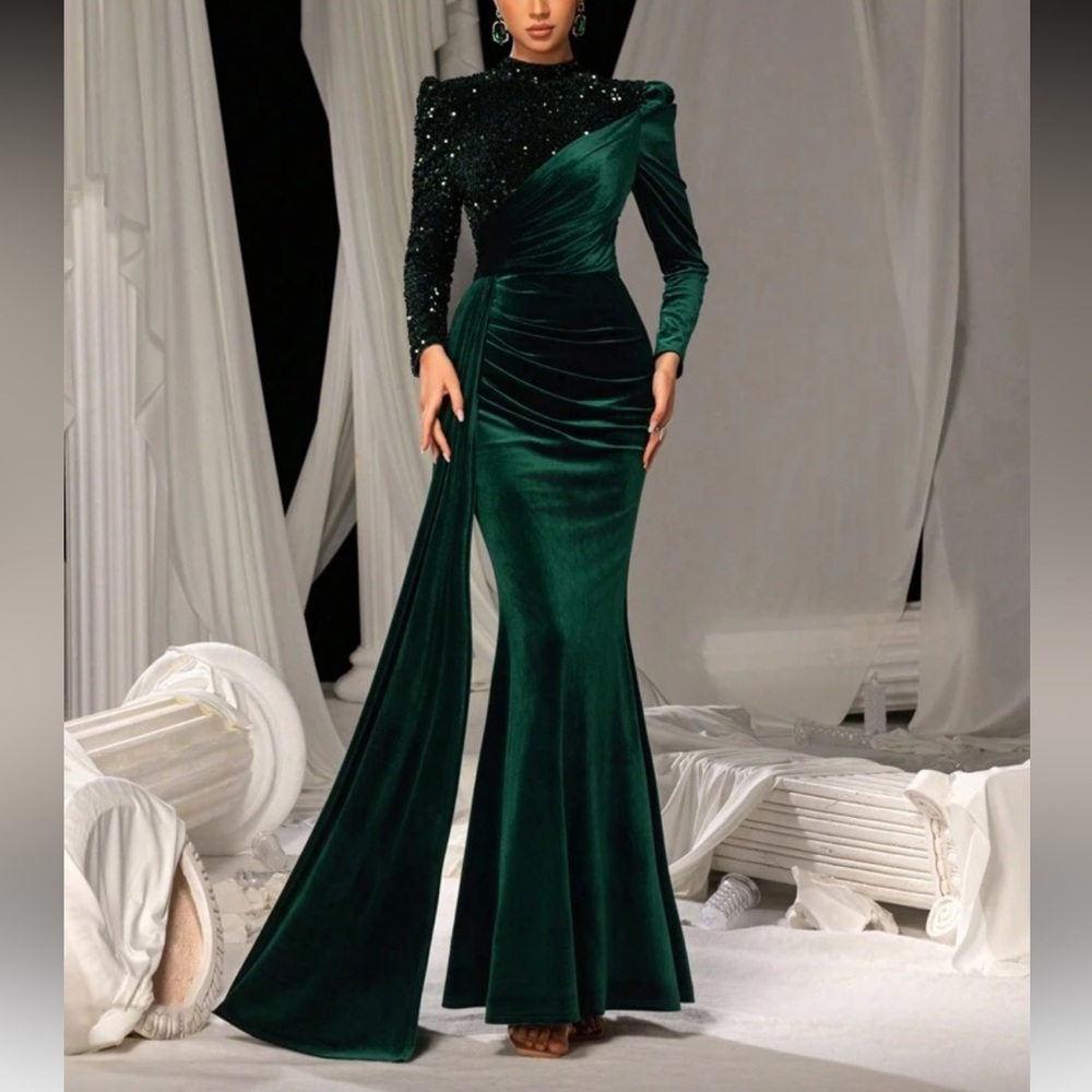Elegant Green Velvet Gown